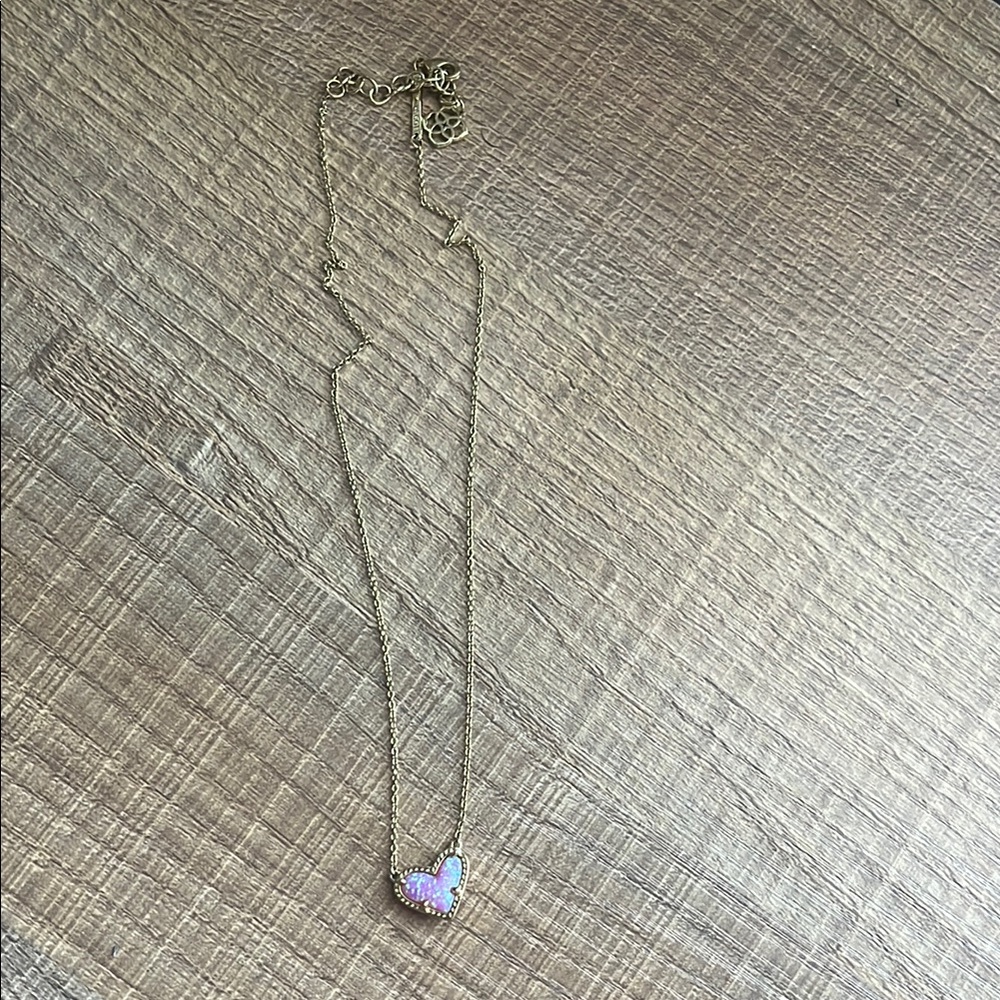 Kendra Scott Gold and Pink Necklace with Delicate Chain and Small Pendant